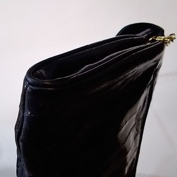 VINTAGE GENUINE LEATHER EEL SKIN WOMEN'S CROSSBODY AND HANDBAG ACCESSORIES DARK - Picture 8 of 15